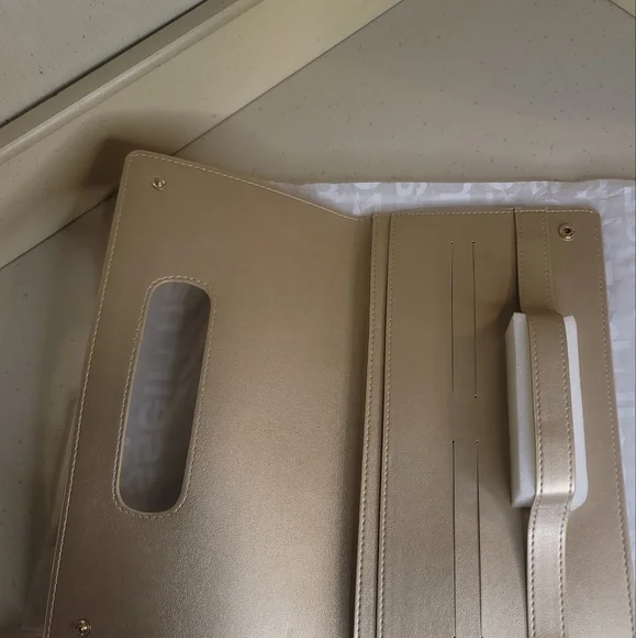 Gold Vegan Leather Clutch Bag & Wallet - Picture 12 of 13